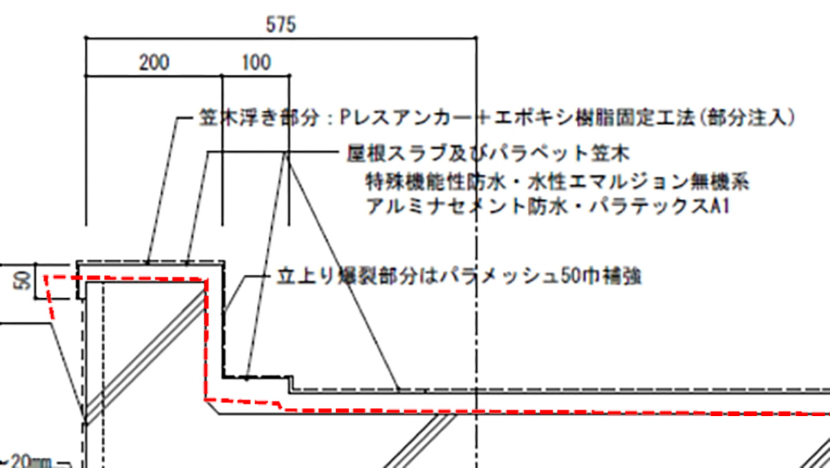 屋上防水面の処置